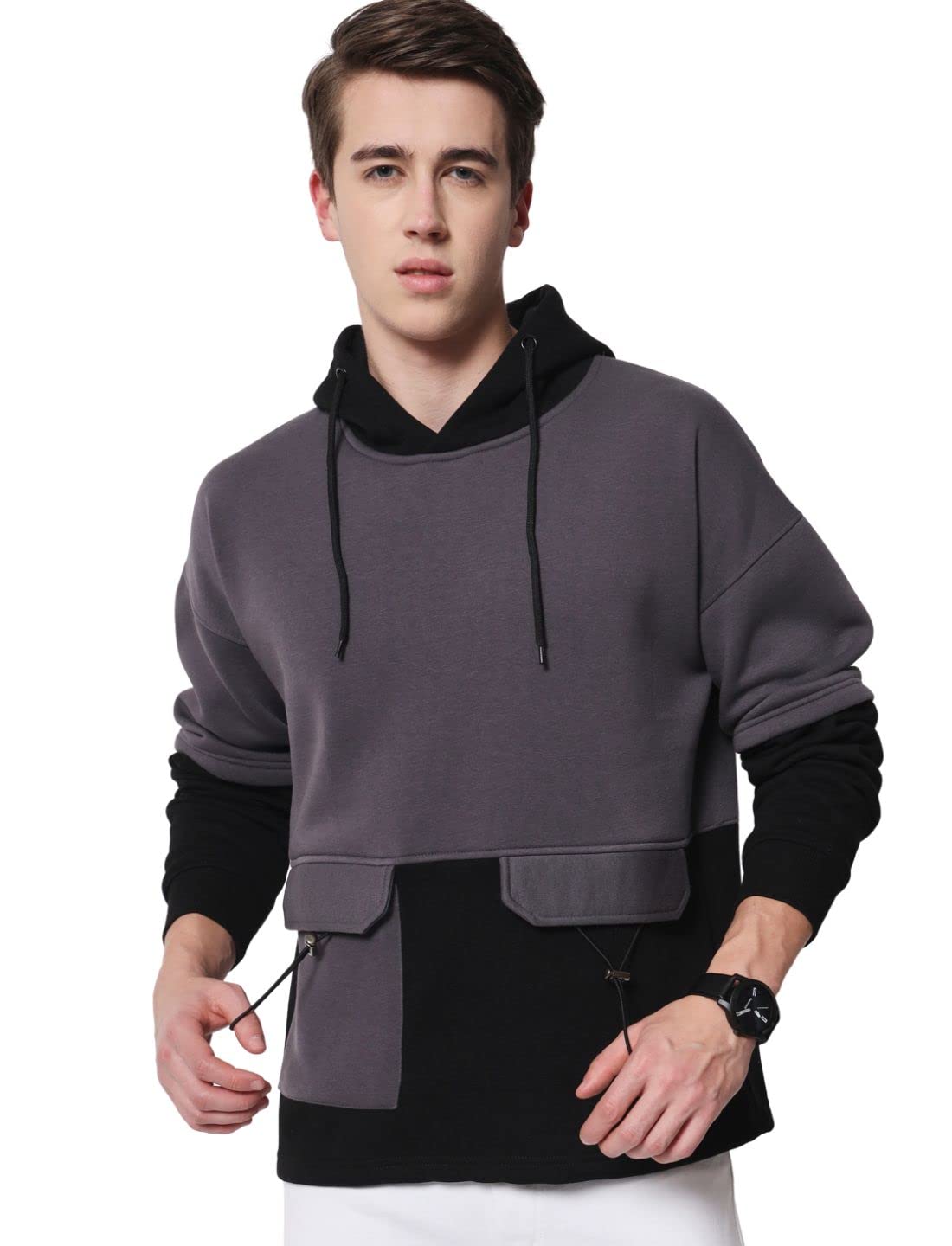 HOLD IT Full Sleeve Winter Wear Fleece Material Men Sweatshirt_SS-PC-8010-DGREY